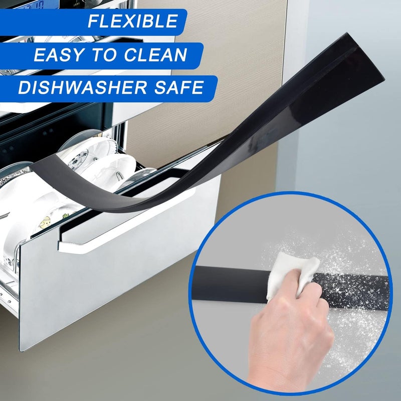 SameTech Silicone Stove Counter Gap Cover (2 Pack),Easy Clean Heat Resistant Wide & Long Kitchen Stove Gap Filler,Seals Spills Between Counters, Oven, Stovetops, Washing Machines, Washer, Dryer(30 in, Black) - Image 4